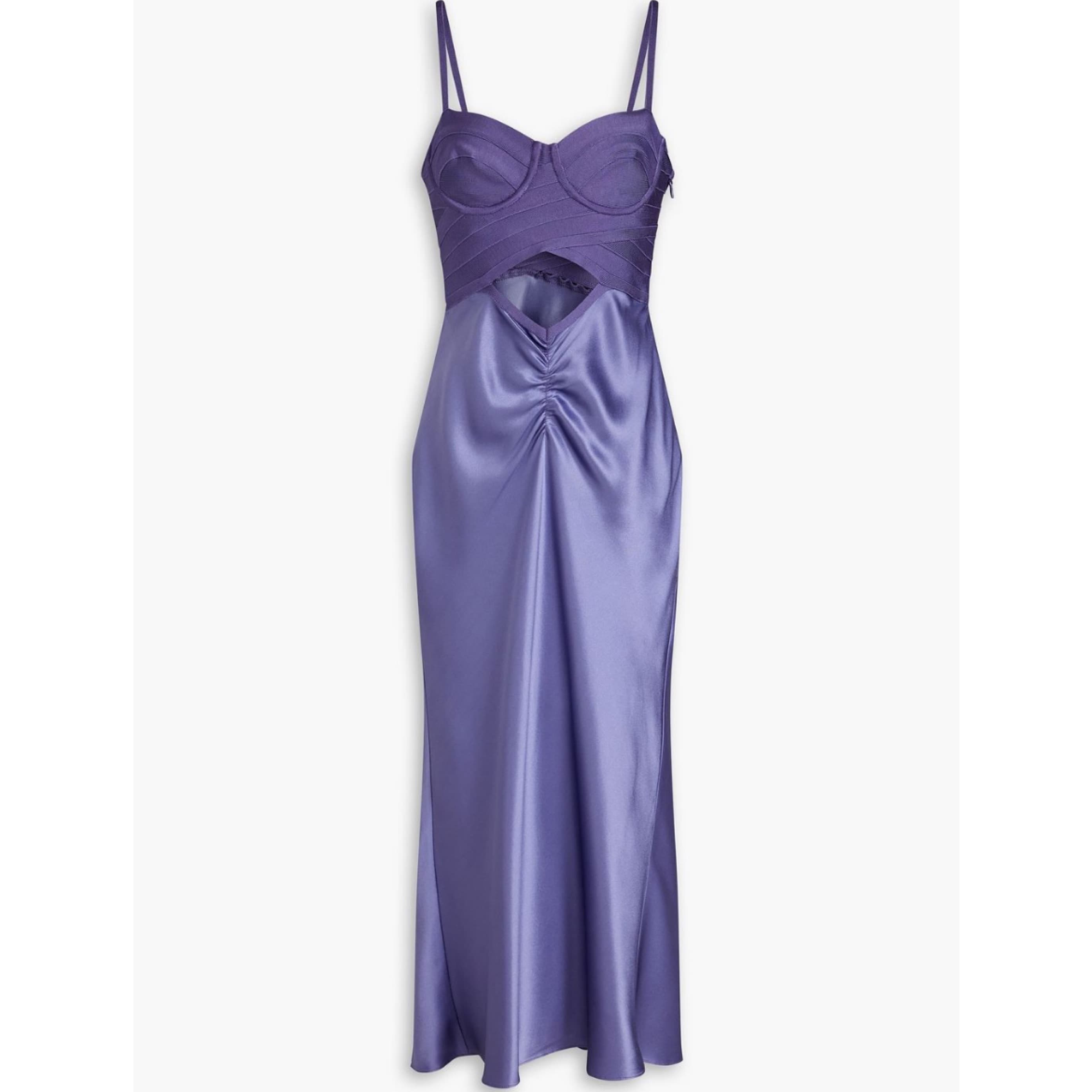 Herve Leger Satin Midi Dress Purple - Image 4
