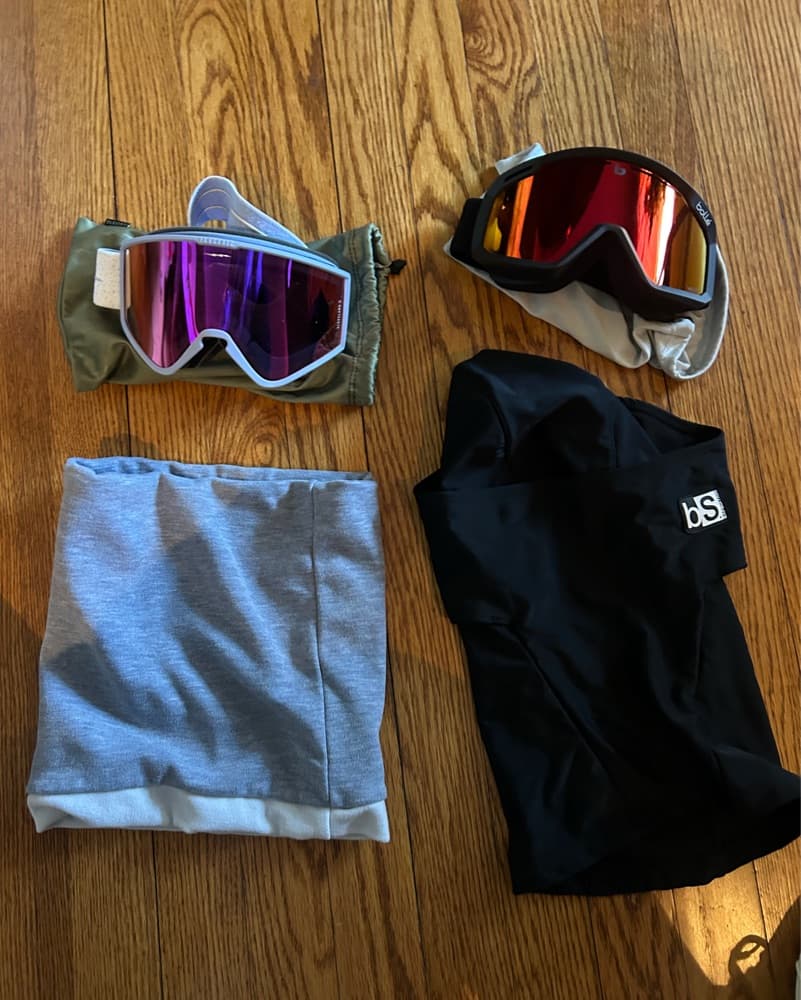Ski Goggles, White Giro Helmet, Neck Up - Image 5