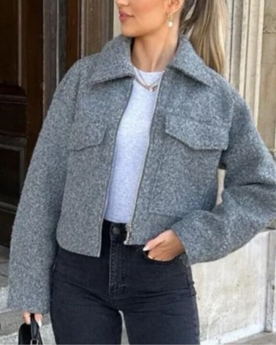 Viral Zara Grey Bouclé Jacket - Image 2
