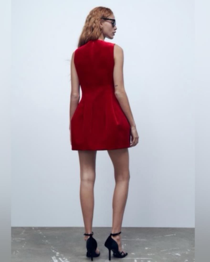 Viral Zara Red Velvet Dress - Image 2