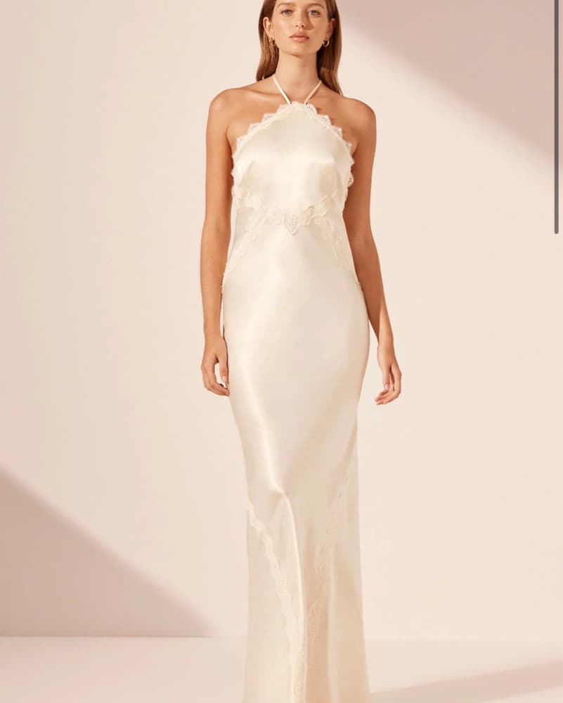 Shona Joy Halter Neck Satin Dress - Image 1