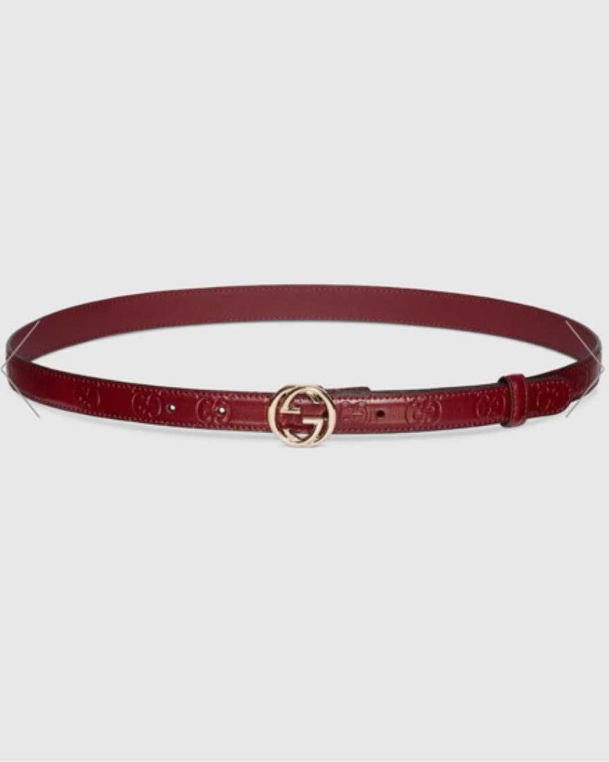 Red Gucci Thin Belt  - Image 1
