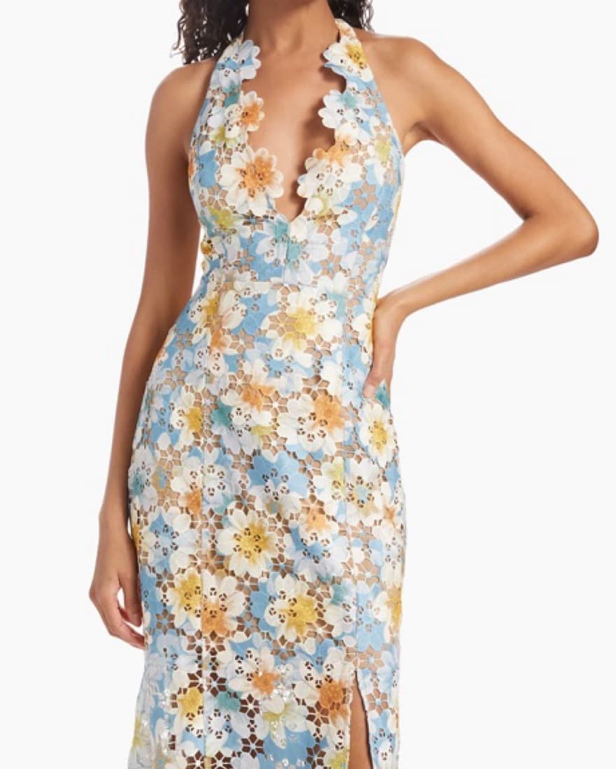 Elliat Floral Lace Halter Maxi Dress - Image 2
