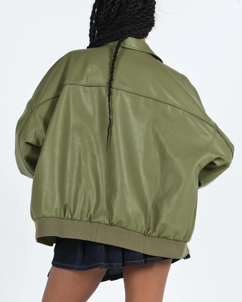 Green Faux Leather Jacket - Image 3