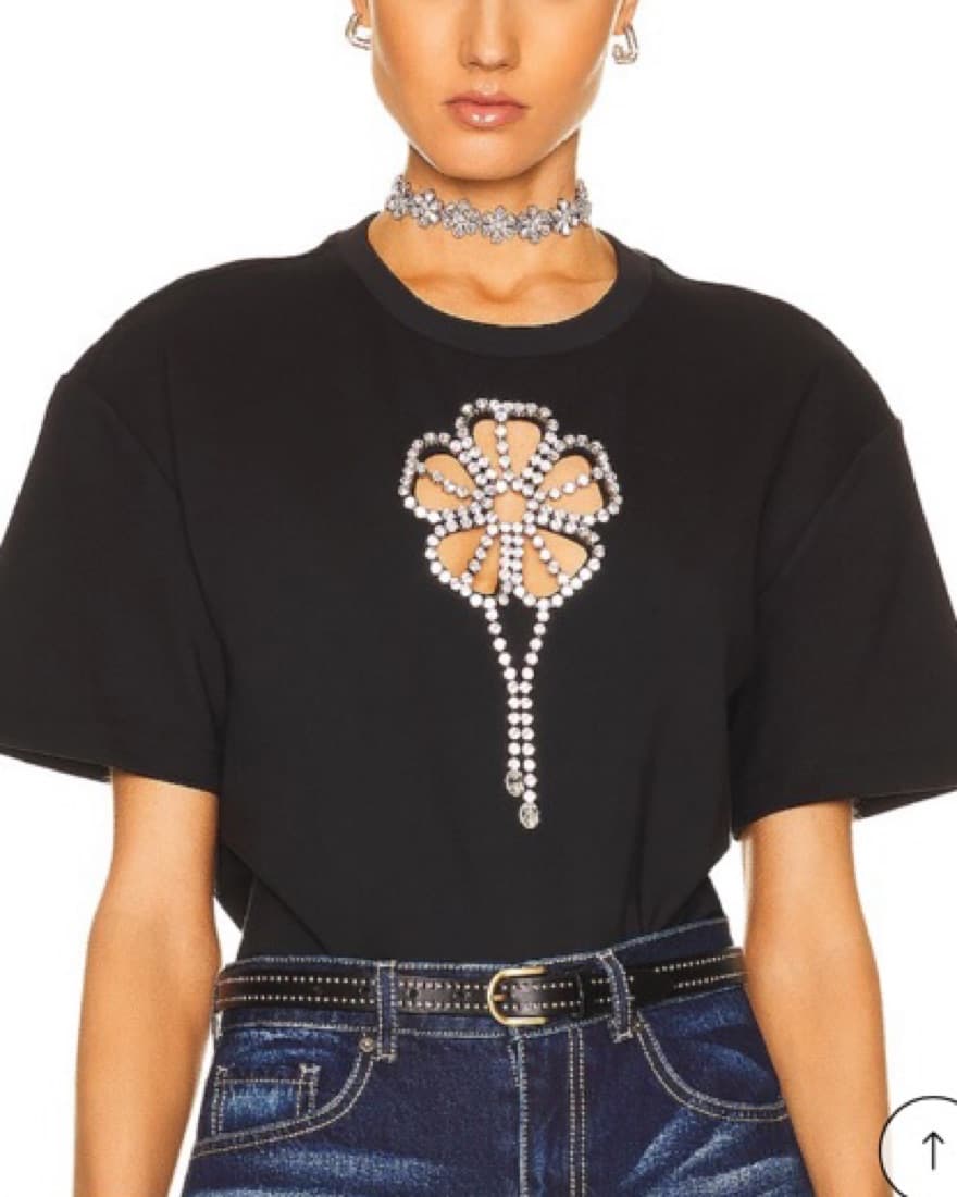 AREA Crystal Flower Relaxed T-Shirt - Image 1