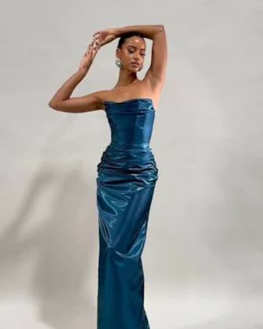 Moda Glam Talia Blue Corset Gown - Image 4