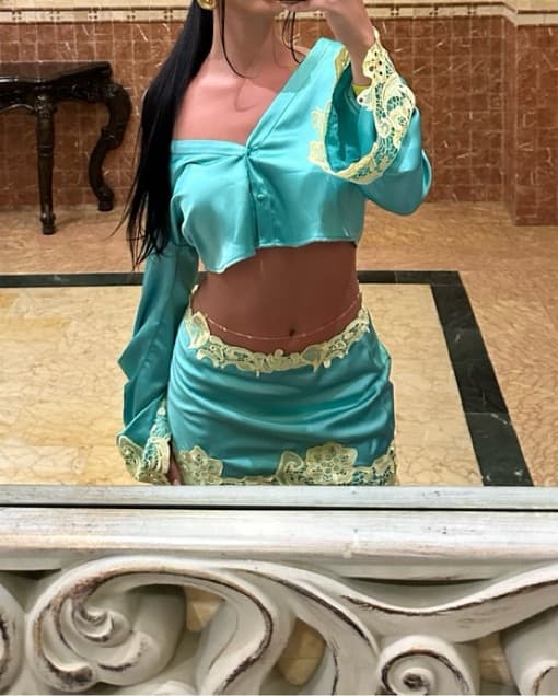 Meshki Niamh Blue Green Satin Set XS/S - Image 5