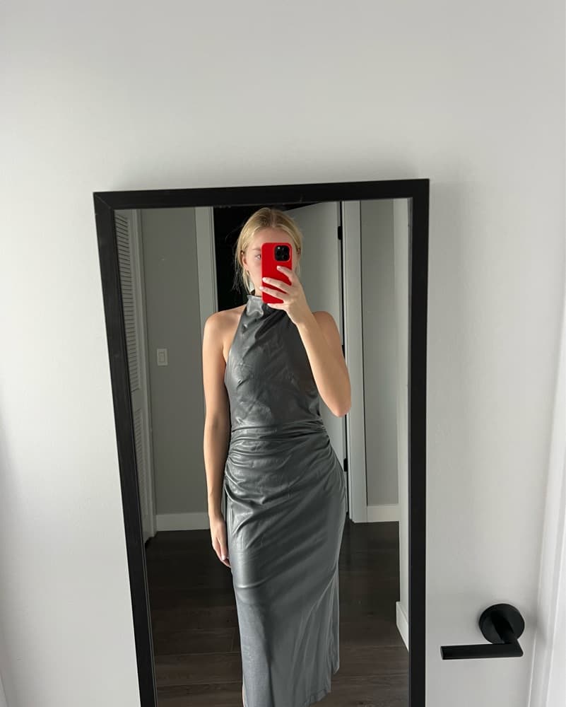 Anthropologie Charcoal Halter Midi Dress - Image 1