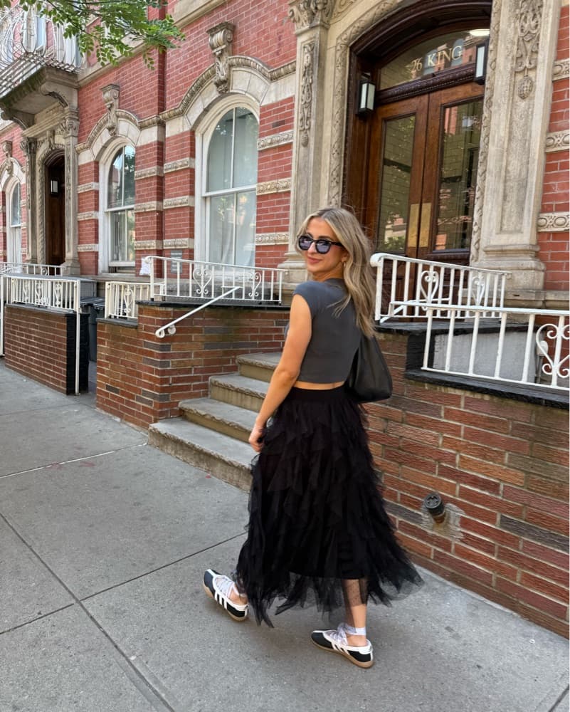 Black Ruffle Tulle Maxi Skirt - Image 1