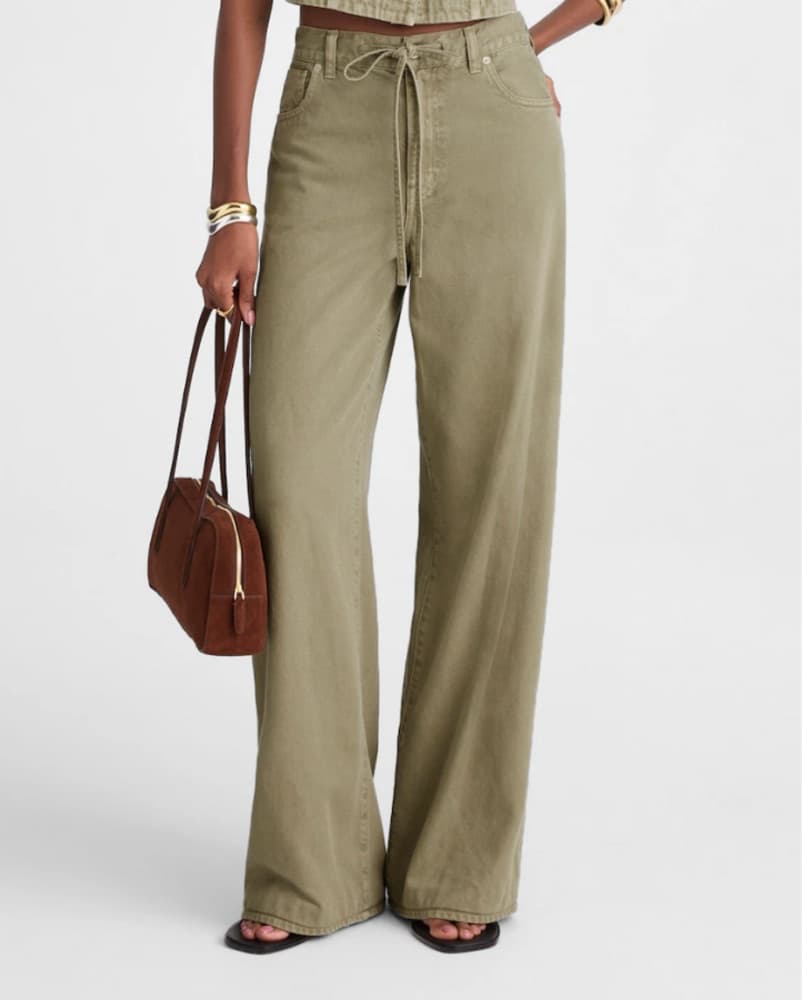 Olive Green Tie Jeans - Image 1