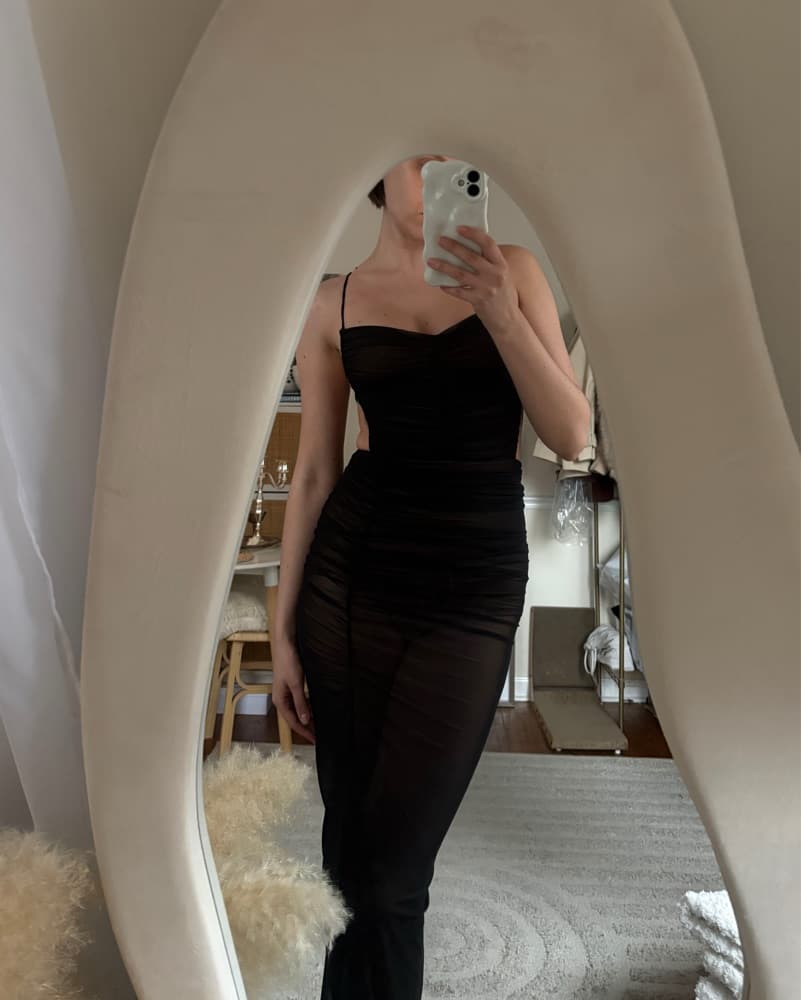 Elegant Black Ruched Gown - Image 3