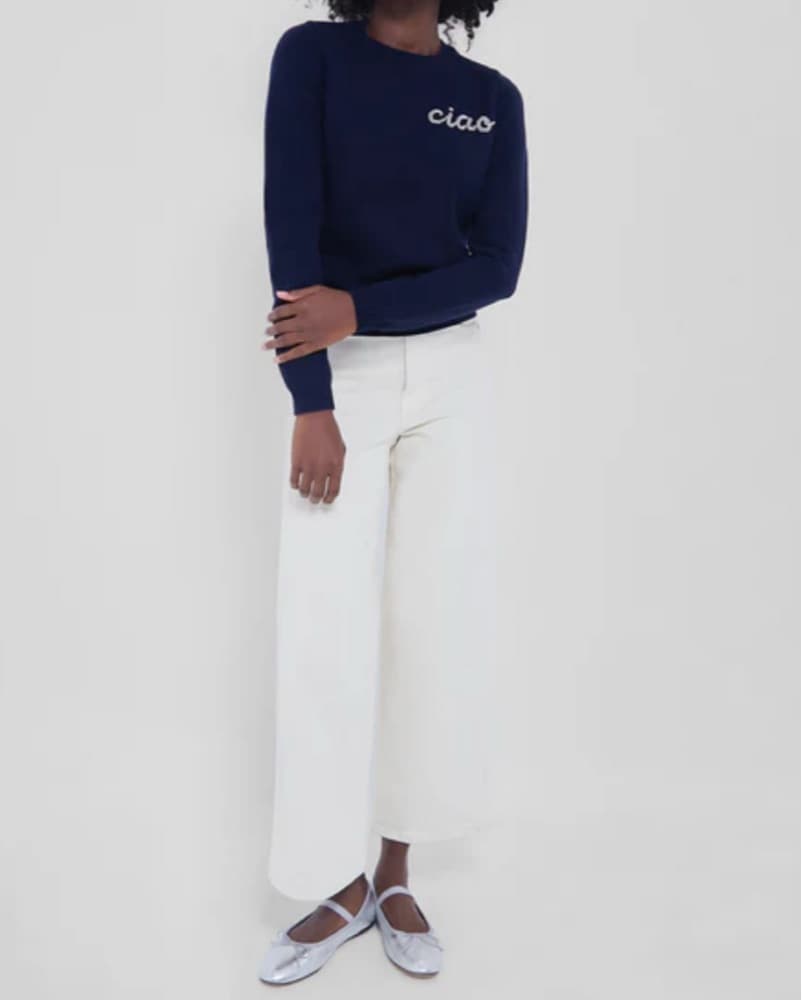 Navy Crewneck Beaded Sweater  - Image 2