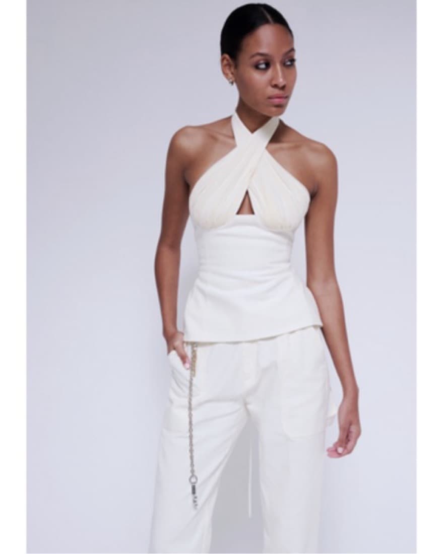 Tae Park White Silk Halter Top - Image 3