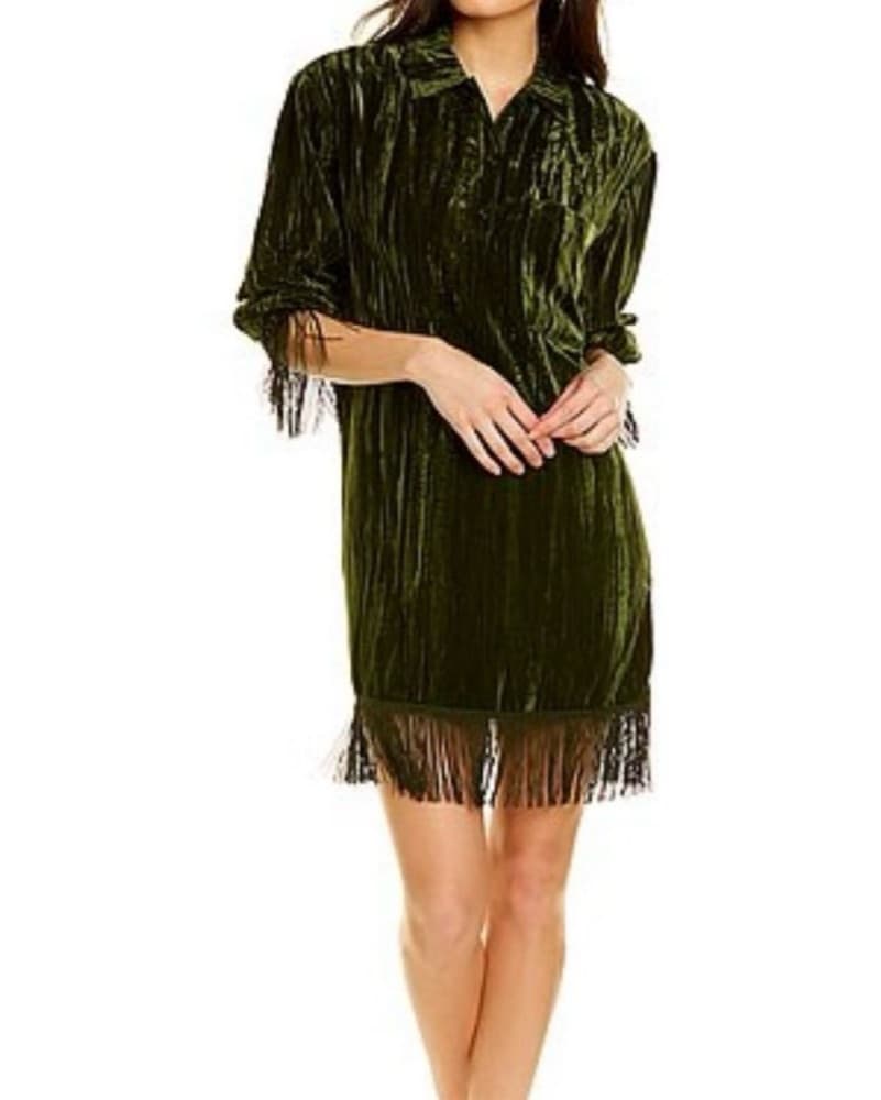 Glamorous Velvet Fringe Dress - Image 1