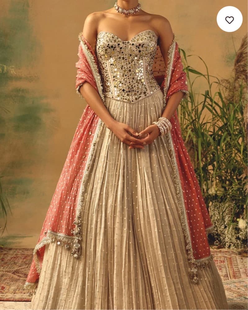 Gorgeous Indian Mirror Corset Lehenga - Image 2