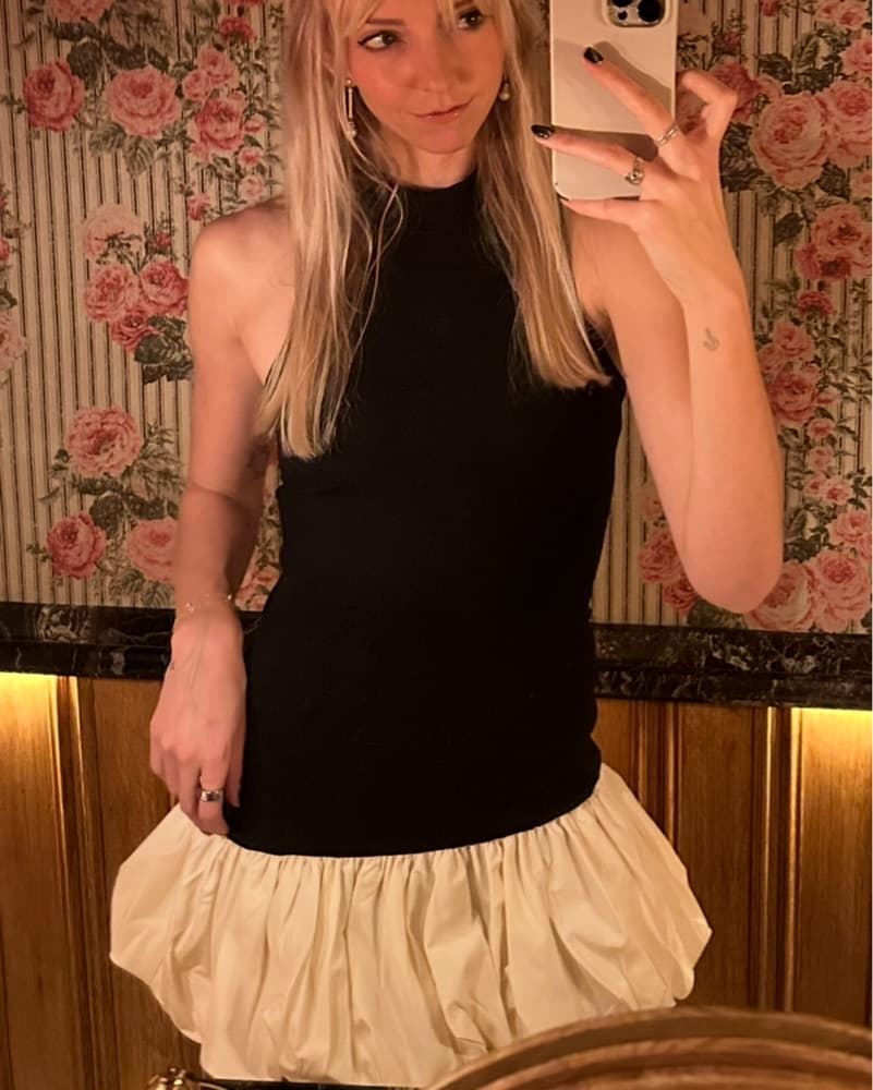 Black And White Bubble Skirt Dress - Image 1