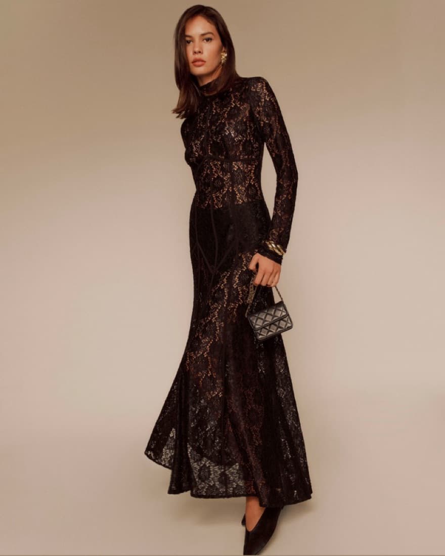 Black Reformation Lace Maxi Dress - Image 1