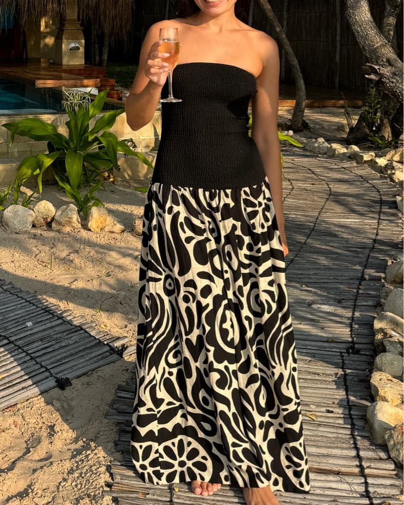 Black & White Printed Maxi Dress - Image 1