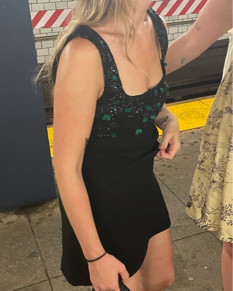 Black And Green Sequin Minidress - Image 5