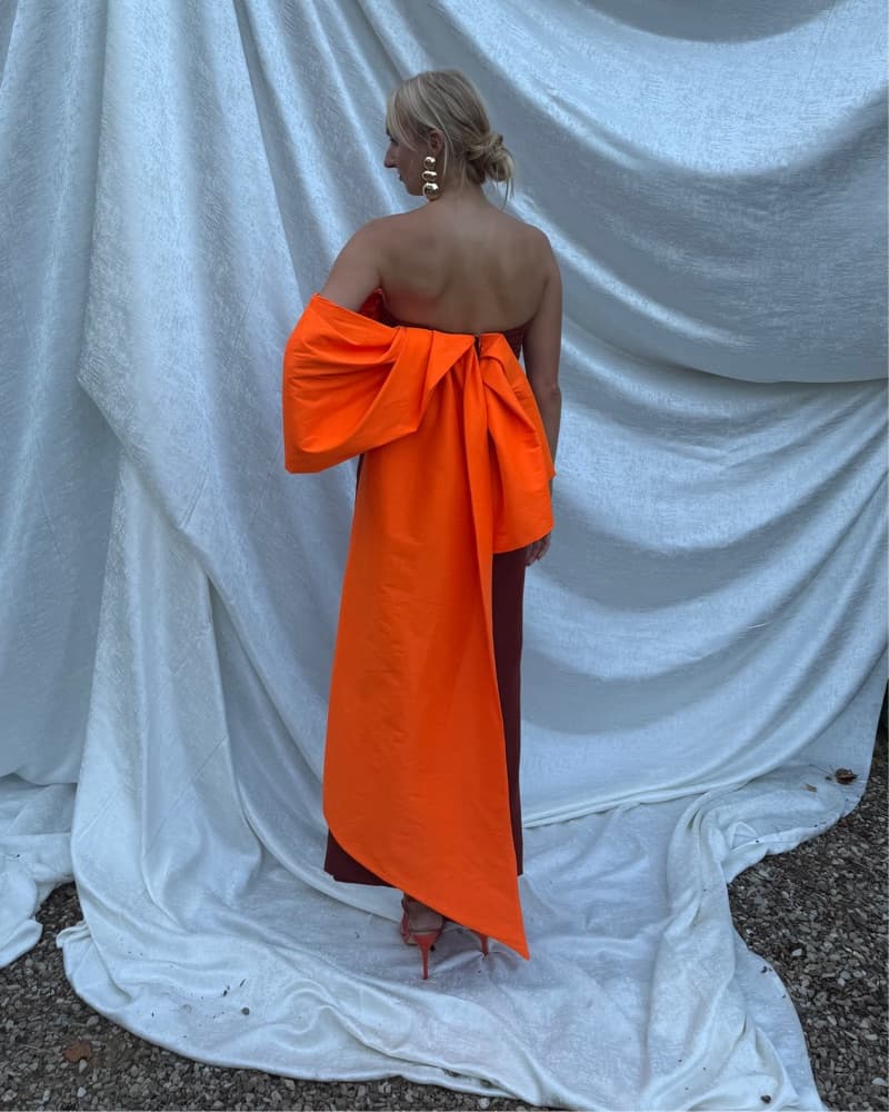 Rust & Orange Unique Wedding Guest Gown - Image 2