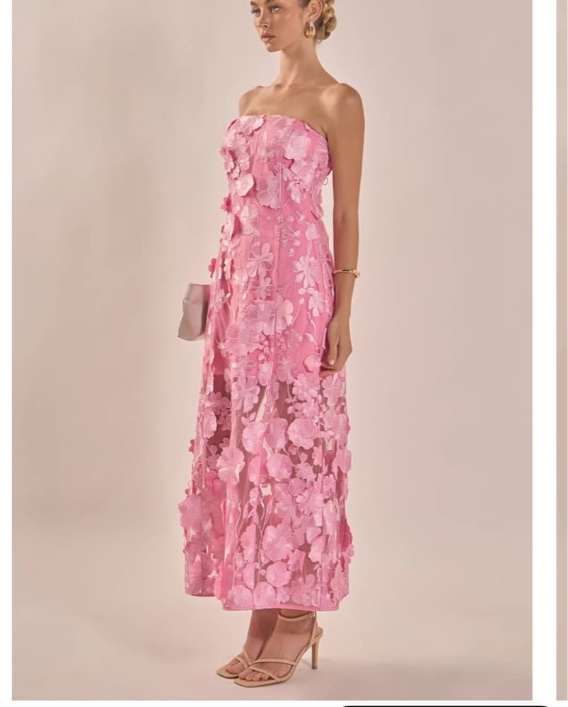 STRAPLESS FLORAL EMBROIDERED MAXI DRESS - Image 3