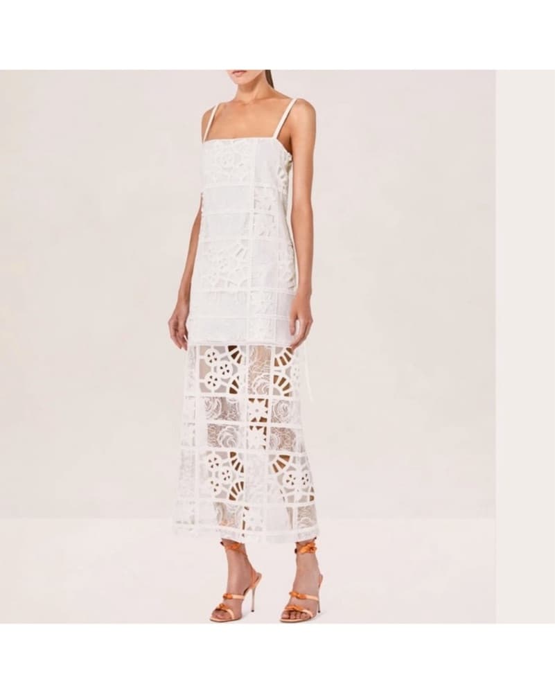 Alexis Bronze Midi Dress In White - Image 1