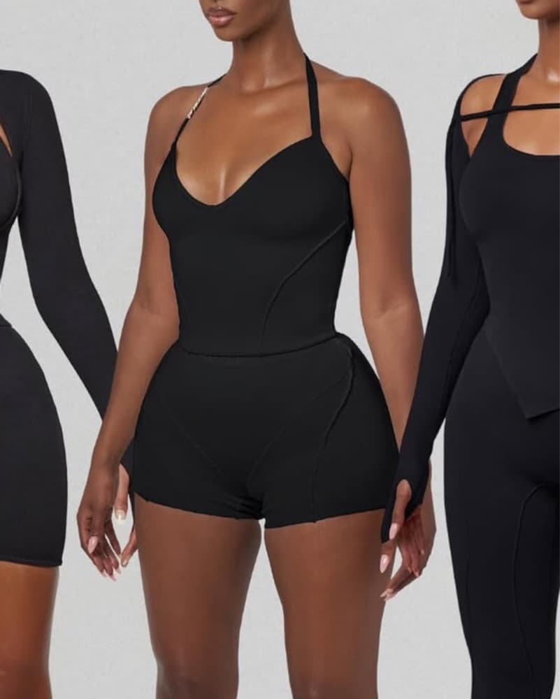 Koi Onyx black halter top + shorts set  - Image 1