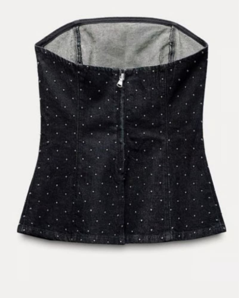 Zara Denim Strapless Top - Image 2