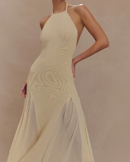 Meshki Soleil Knit & Mesh Halter Dress - Image 3