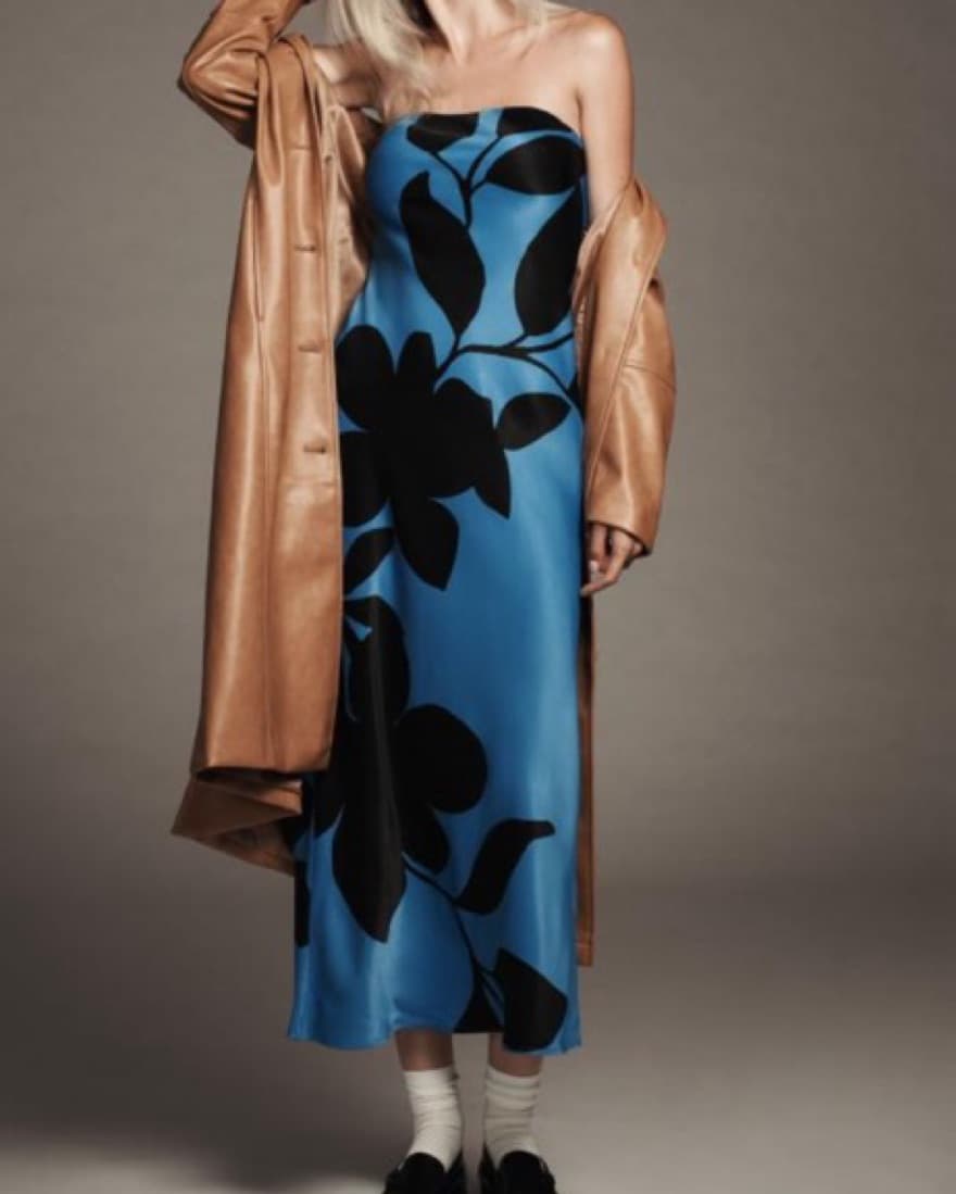 By Anthropologie Satin Midi Slip Dress - Image 1