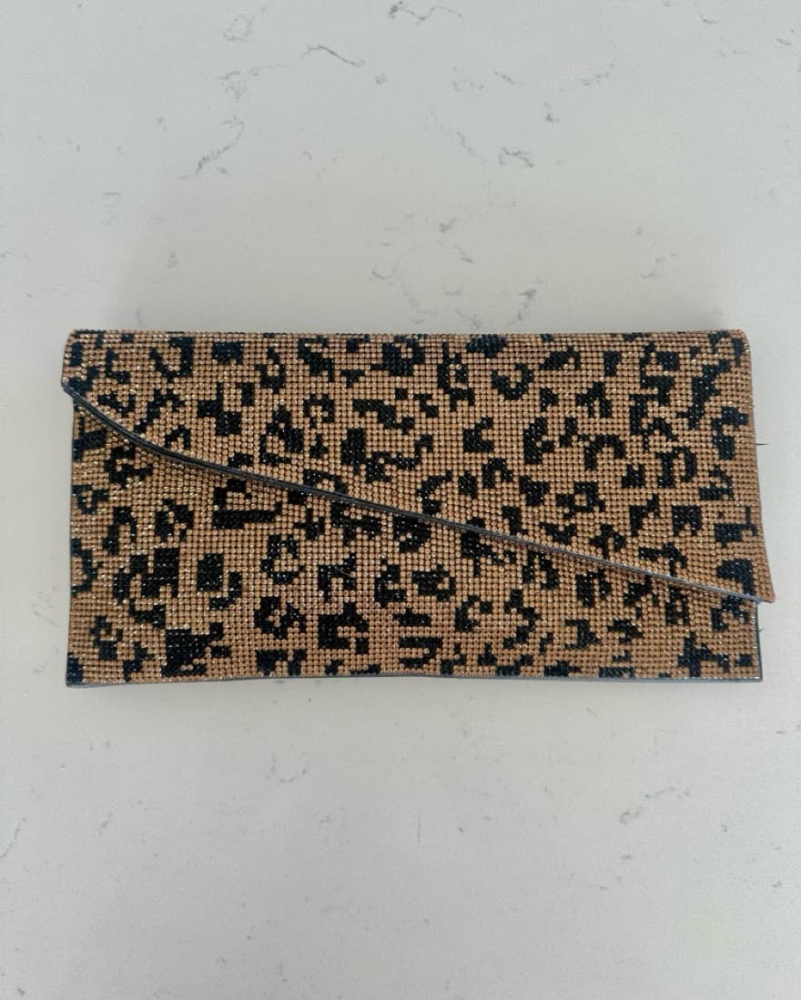 Leopard Print Sparkly Clutch  - Image 1