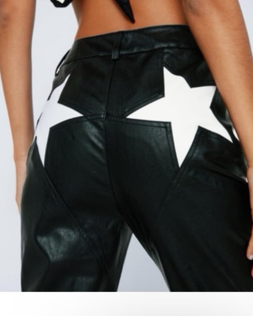 Star Print Faux Leather Pants - Size 4 - Image 2