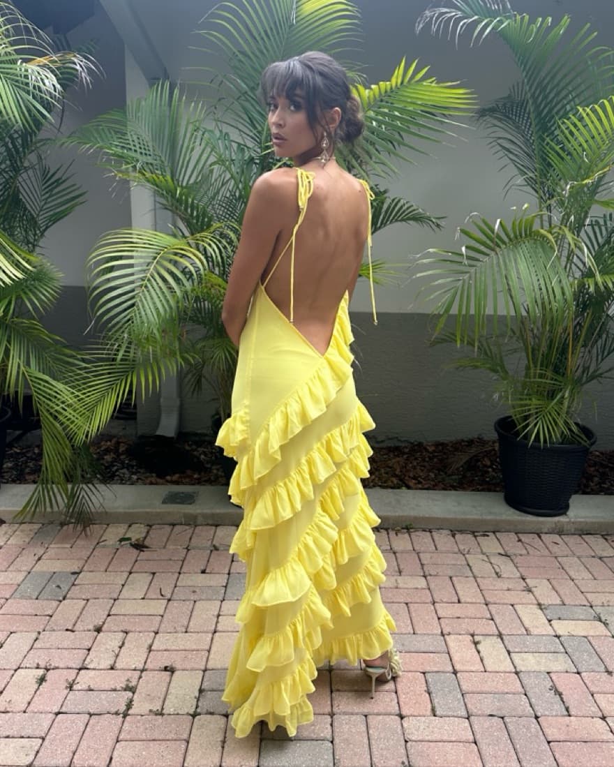 Stunning Ruffled Yellow Maxi Dress - Image 5