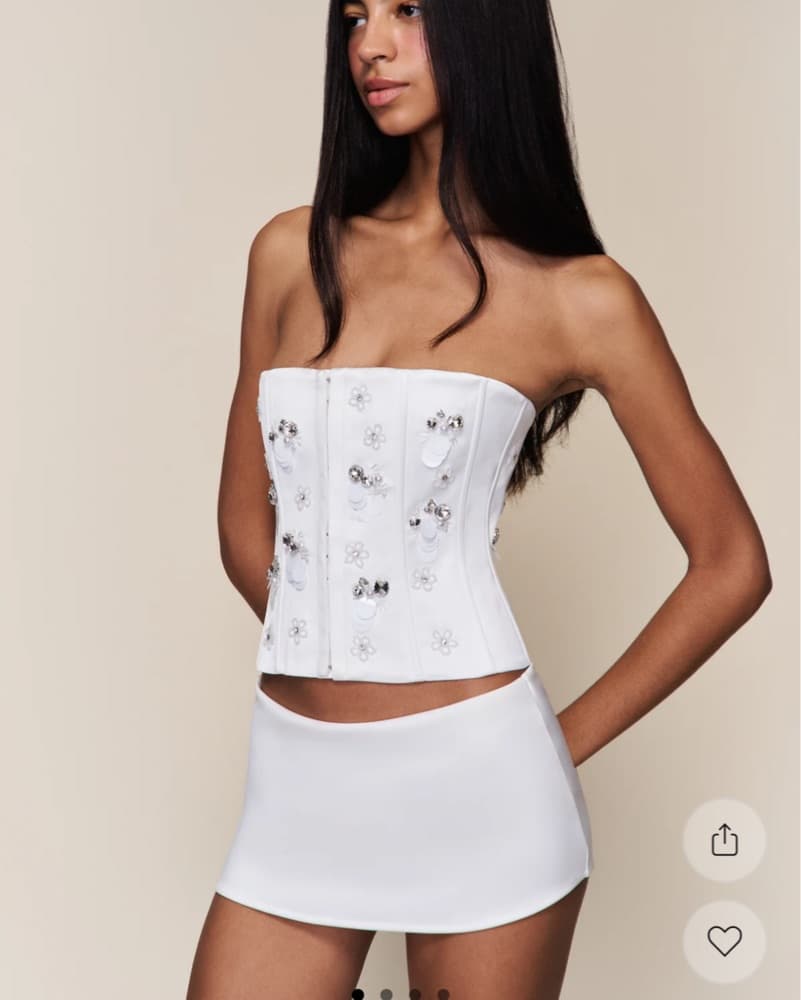 embellished white satin guizio corset - Image 3