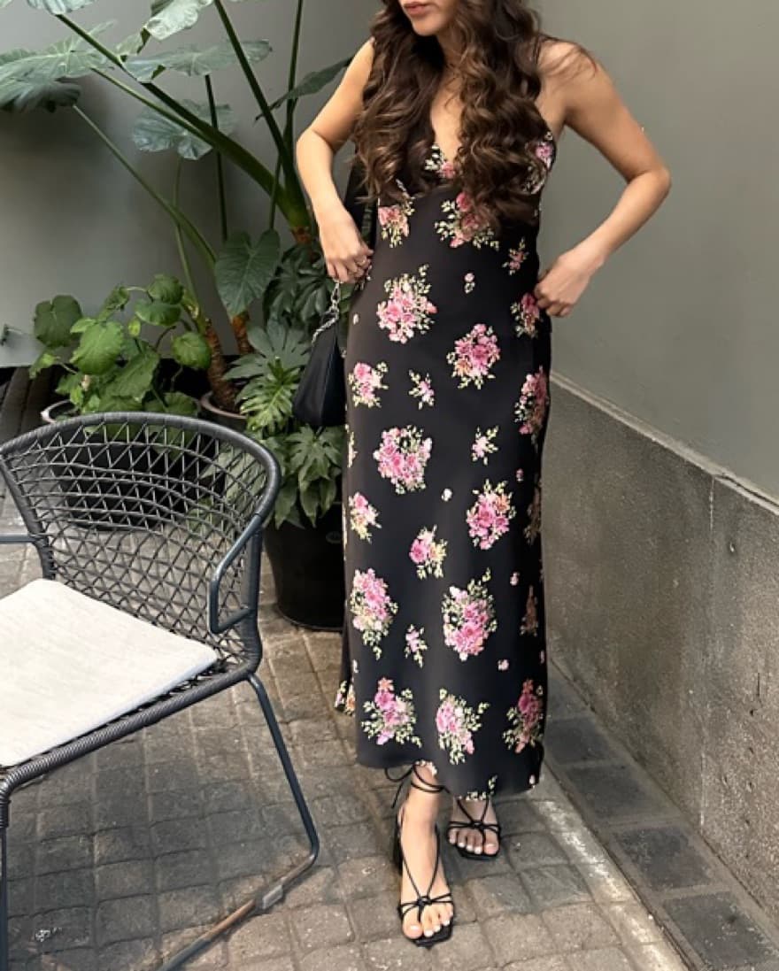 Floral Print Satin Slip Dress - Image 4