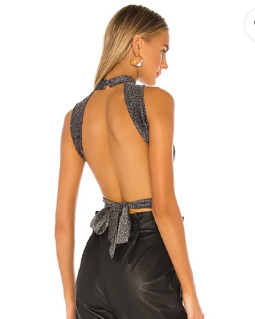 Silver Sparkly Open Back Top - Image 3