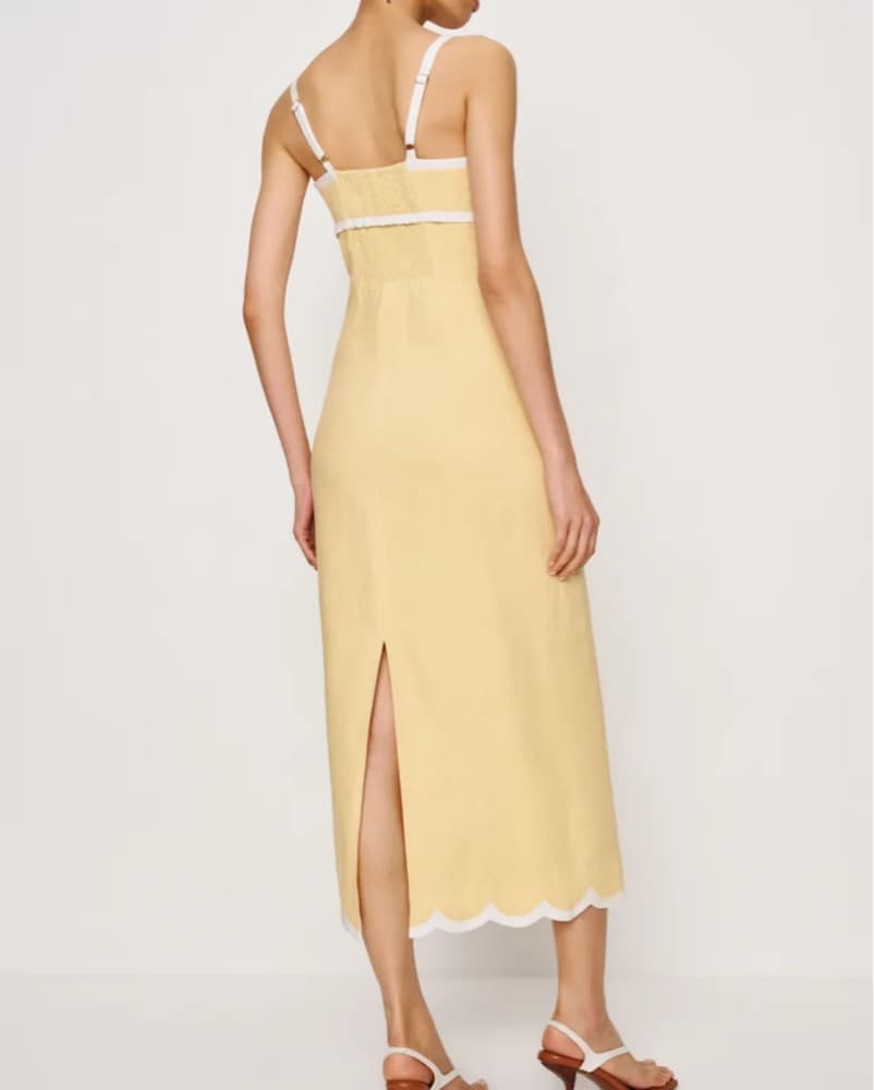 Reformation Yellow Linen Dress - Image 4