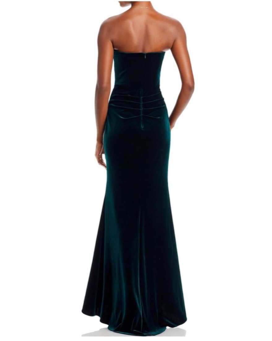 Aqua Velvet Strapless Gown - Image 4