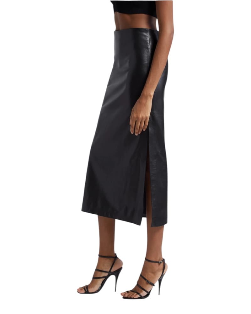 Alice and Olivia Midi Leather Skirt - Image 4