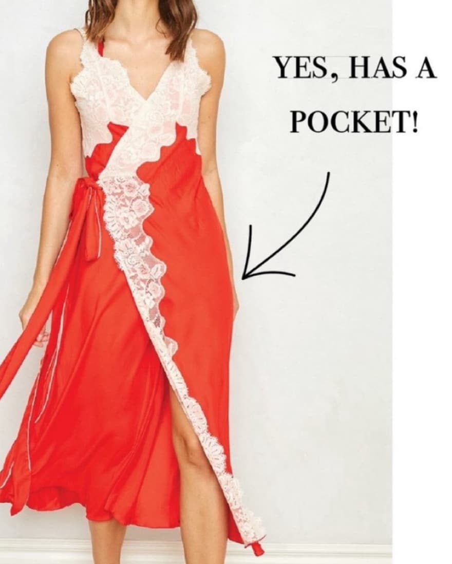 We Are HAH Red Lace Wrap Dress - Image 2