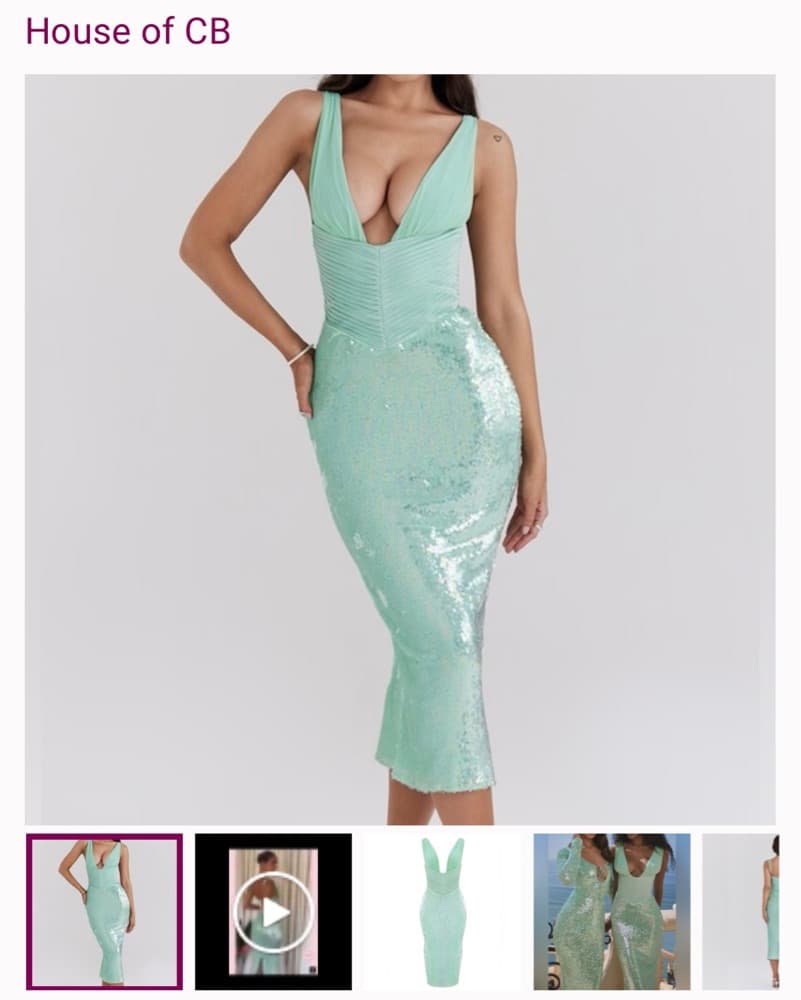 Mint Sequin Midi Dress - Image 2