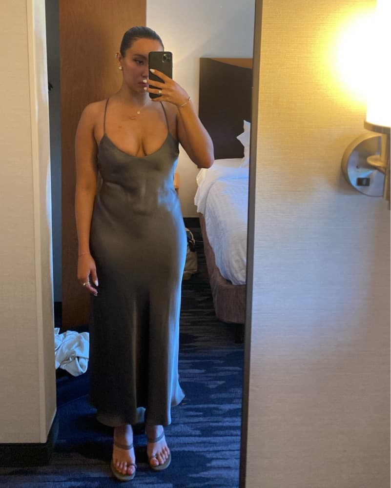 Zara Grey Silk Dress - Image 4
