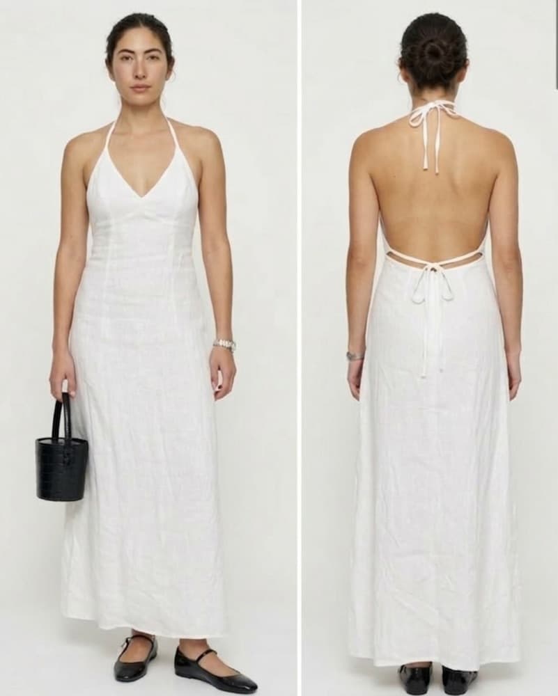 Elegant Kookai Linen Halter Maxi Dress - Image 3