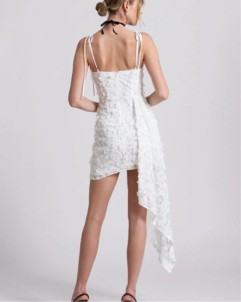 Lace Waterfall Hem Mini Dress - Image 4