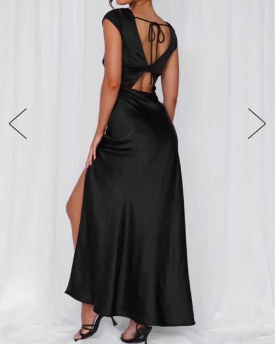 Black Satin Dress - Image 4