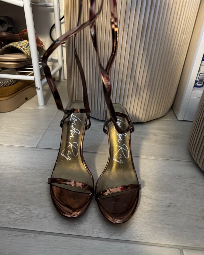 Metallic Gold Strappy Heels - Image 2