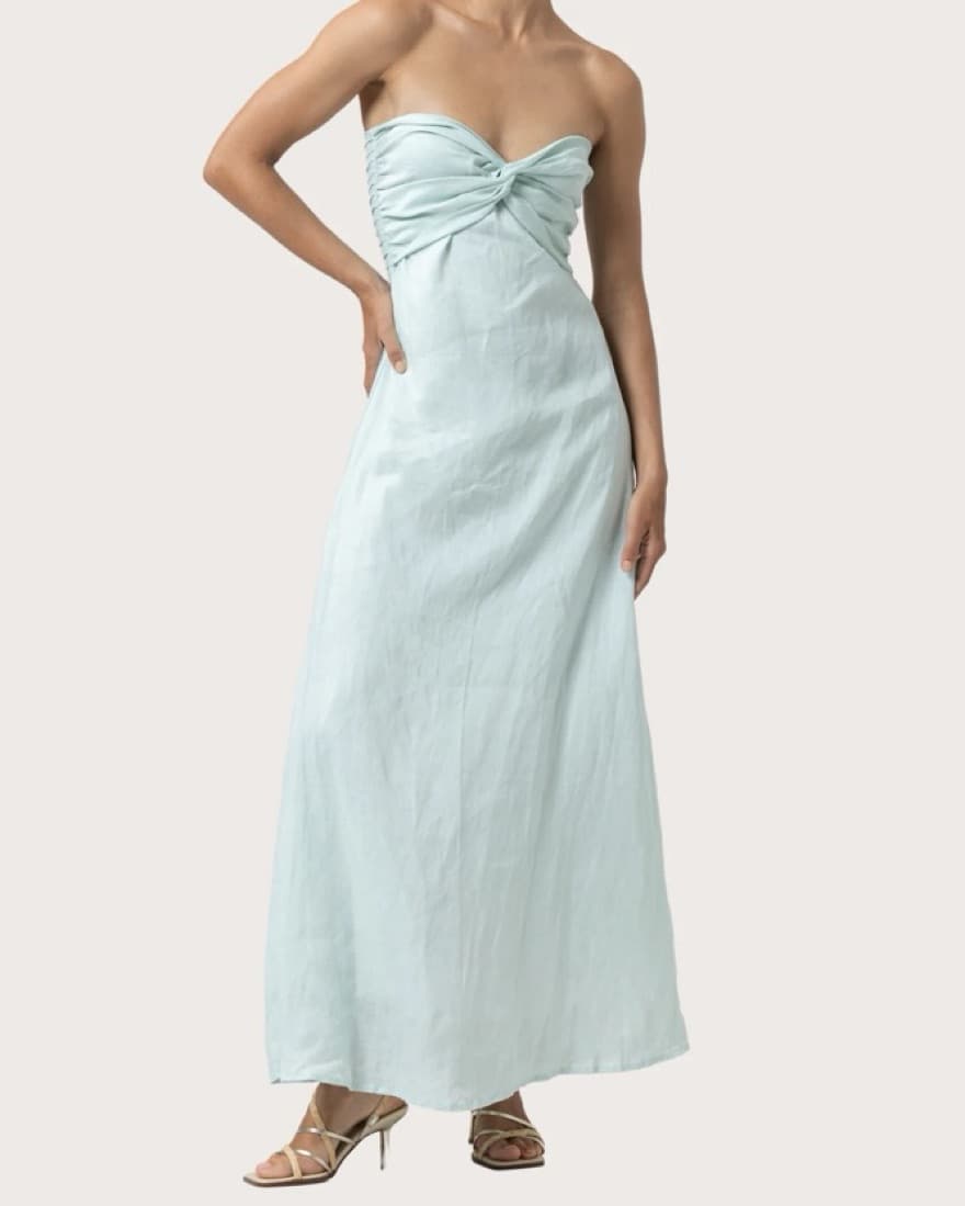 Mint Green Twist-Front Maxi Dress - Image 1