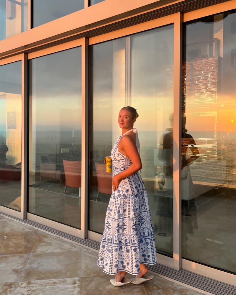 Stunning Blue and White Floral Maxi Dress - Image 1