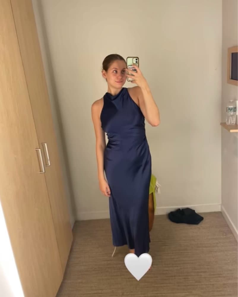 Reformation Cassette Silk Dress Blue - Image 3