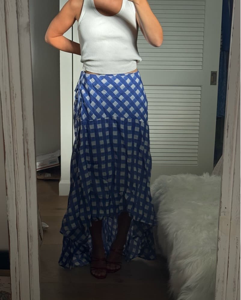 Aston Studio Blue Check Ruffle Skirt - Image 4
